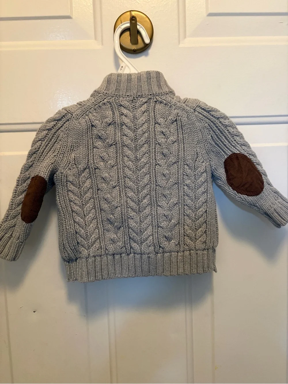 Janie and Jack Light Gray Cable-Knit Zip Sweater Jacket